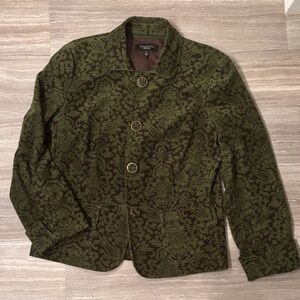 Talbots Hunter Green and Brown Floral Blazer